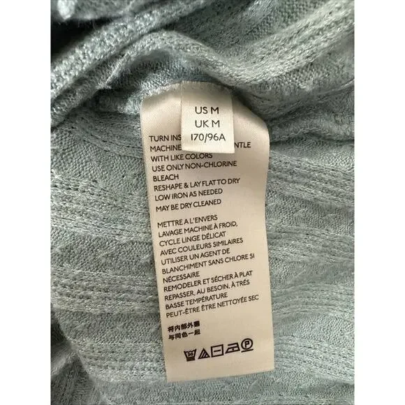 Maeve Anthropologie Sweater Wrap M Blue VNeck Fuzzy Cozy Texture Longsleeve Teal - Picture 5 of 6